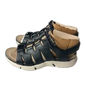 Bionica Olanda Black Leather Sporty Fisherman Sandals Womens 10M BI0000501 NEW